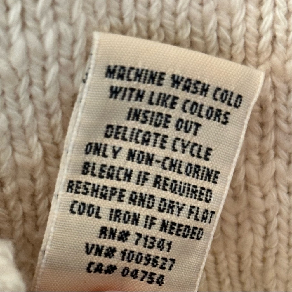 L.L. Bean Cream Sweater 100% Cotton Large Coastal Grandma - Picture 6 of 6